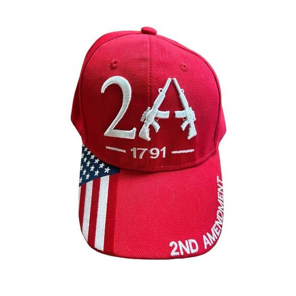2nd Amendment Hat Red 2A 1791 logo Flag‎ 2nd Amendment embroidered - Picture 1 of 9